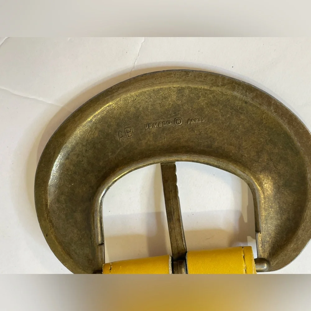 Vintage Alden Howard Women’s Boho Stylish Green‎ and Yellow Leather Belt Size S - Picture 8 of 8